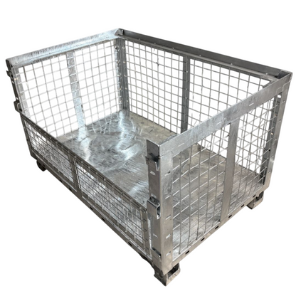 Heavy Duty Stackable Storage Box | Galvanized Steel | 1200x800x740mm | Foldable Side
