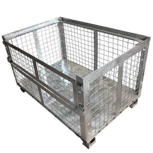 Heavy Duty Stackable Storage Box | Galvanized Steel | 1200x800x740mm | Foldable Side